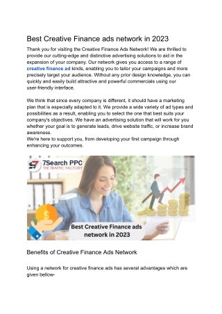 best creative finance ads network in 2023