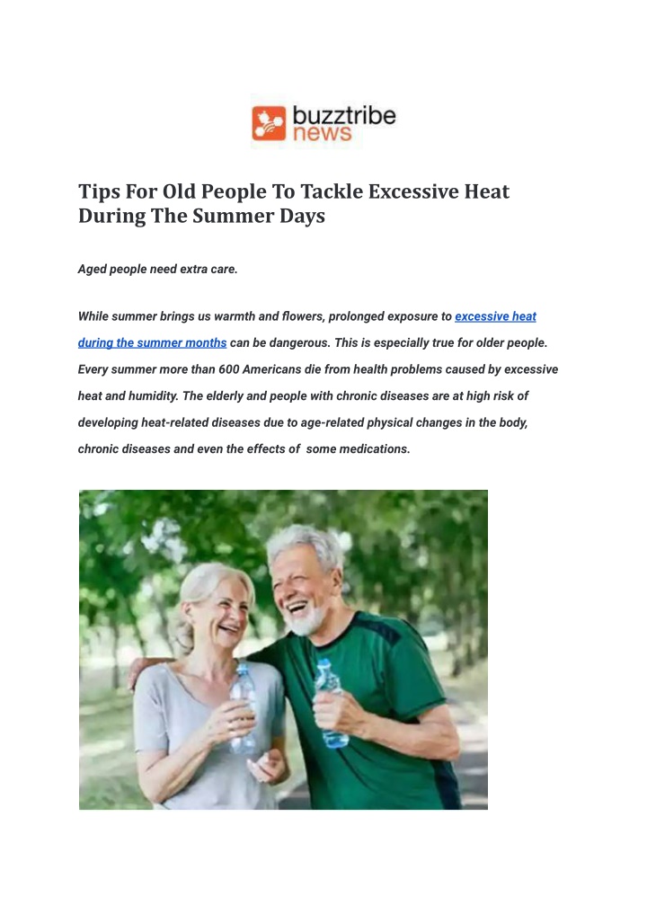 tips for old people to tackle excessive heat