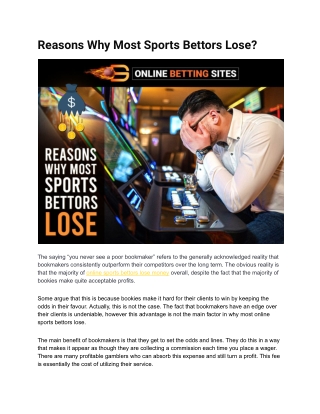 Reasons Why Most Sports Bettors Lose
