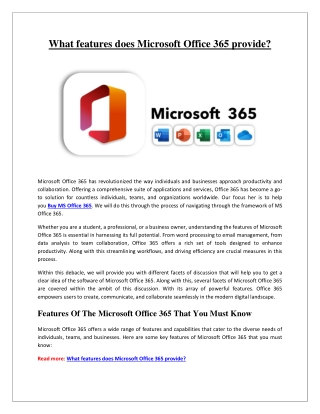 what features does microsoft office 365 provide