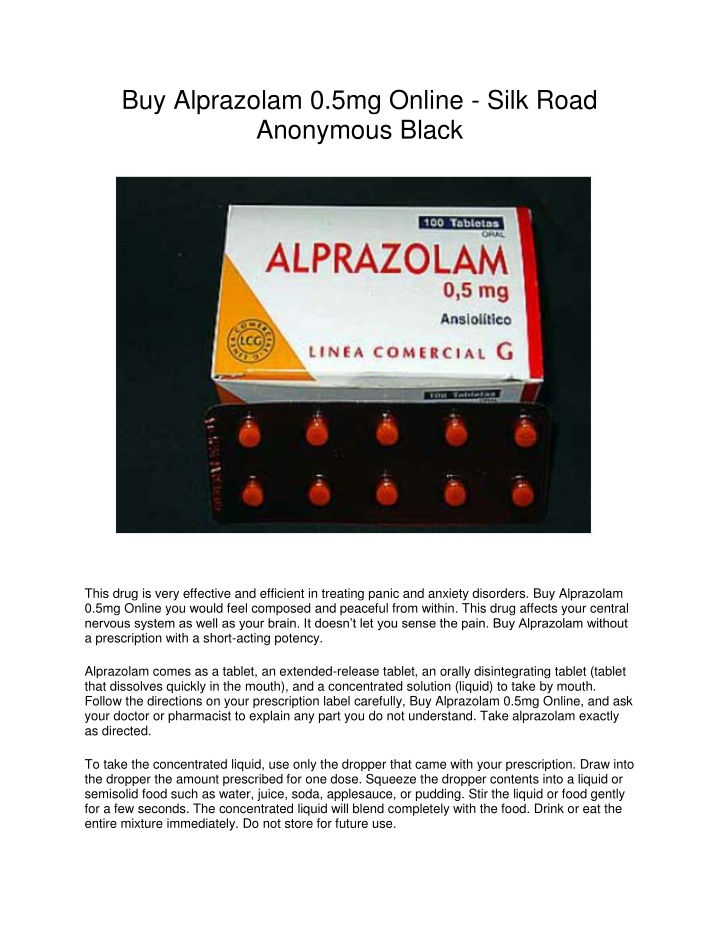 buy alprazolam 0 5mg online silk road anonymous