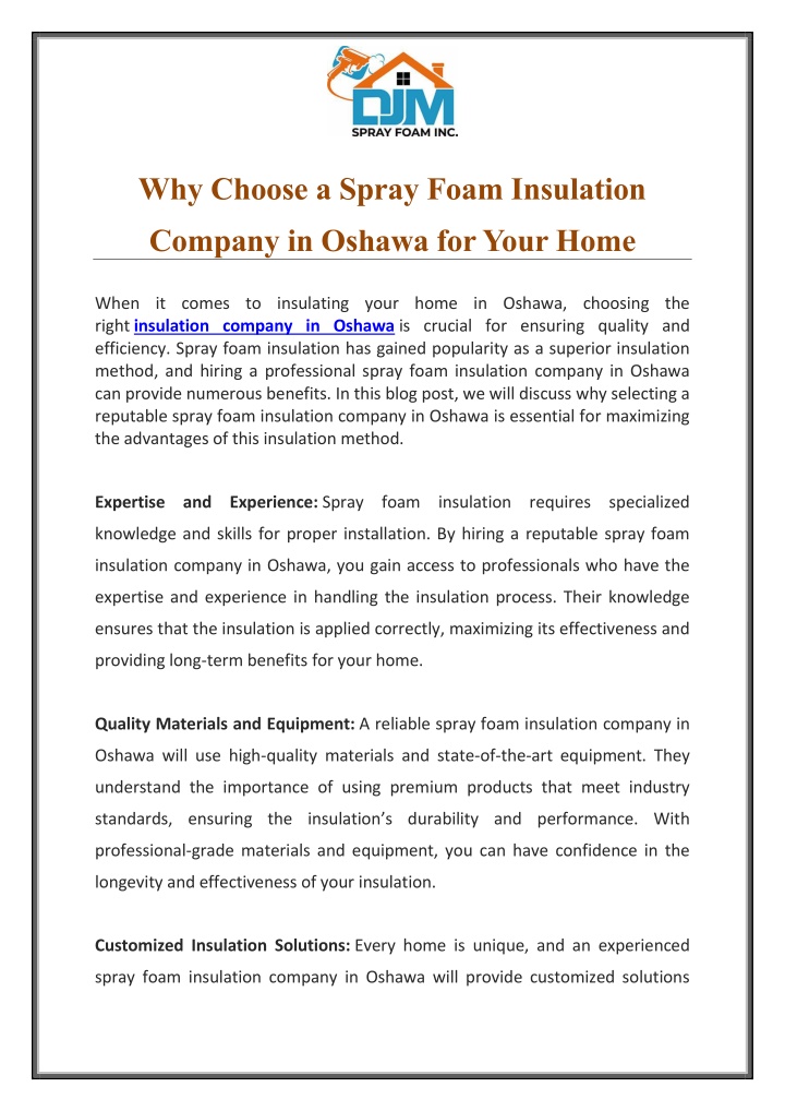 why choose a spray foam insulation