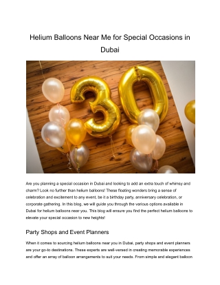 Helium Balloons Near Me for Occasions in Dubai
