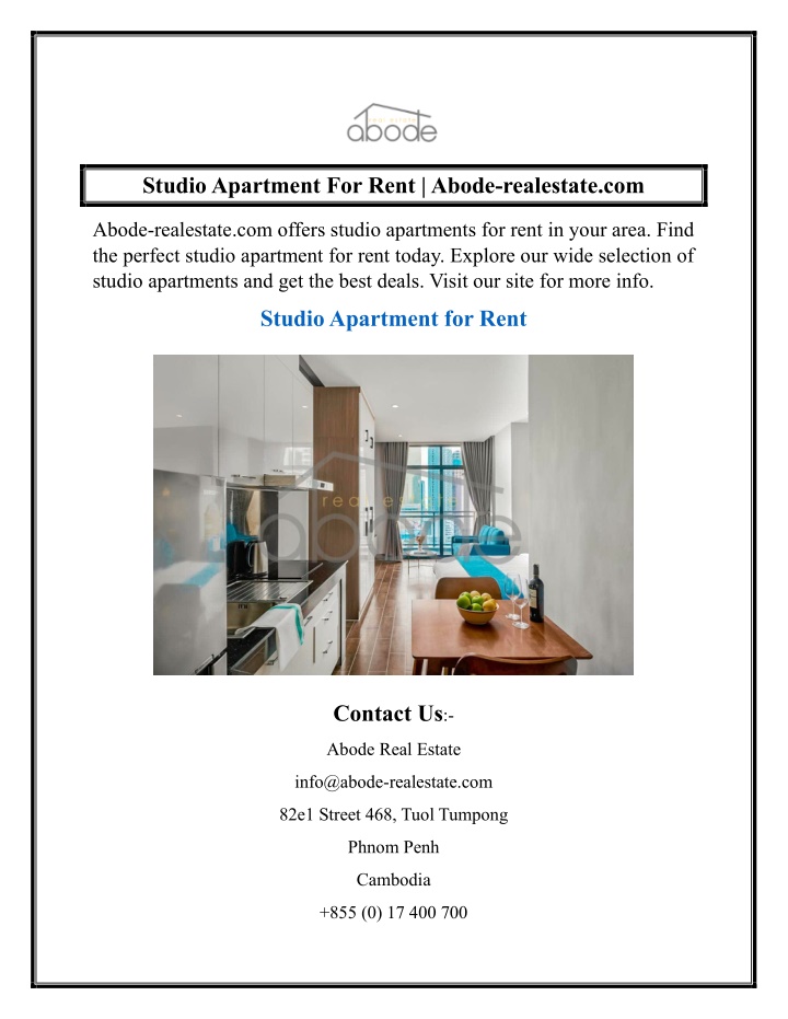 studio apartment for rent abode realestate com