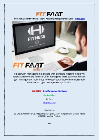Gym Management Software | Sports Academy Management Solution | Fitfaat.com