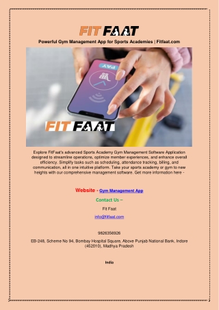 Powerful Gym Management App for Sports Academies | Fitfaat.com