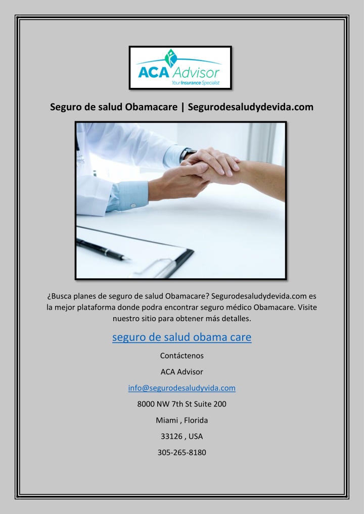 seguro de salud obamacare segurodesaludydevida com