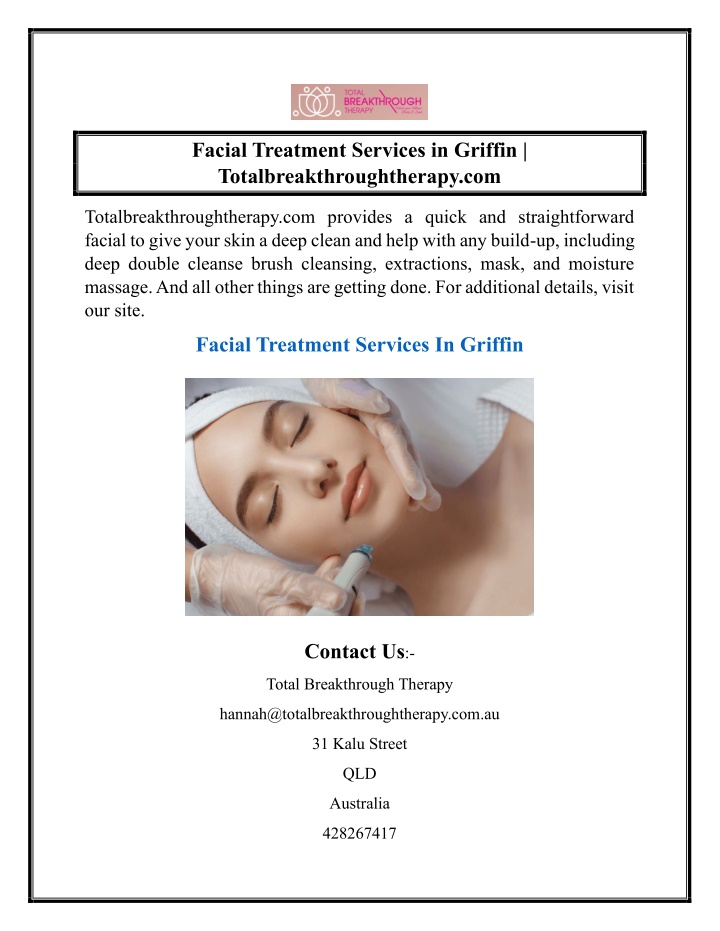 facial treatment services in griffin