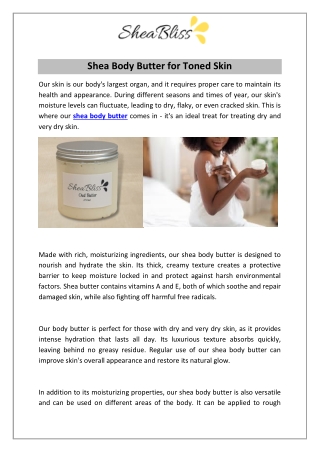 Shea Body Butter for Toned Skin