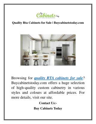 Quality Rta Cabinets for Sale  Buycabinetstoday