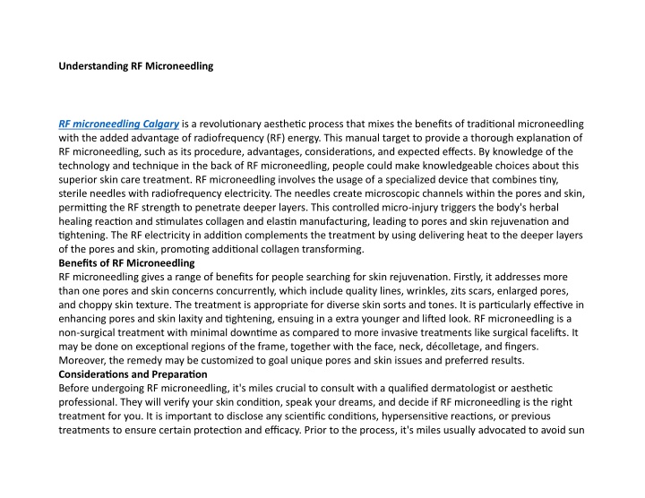 understanding rf microneedling