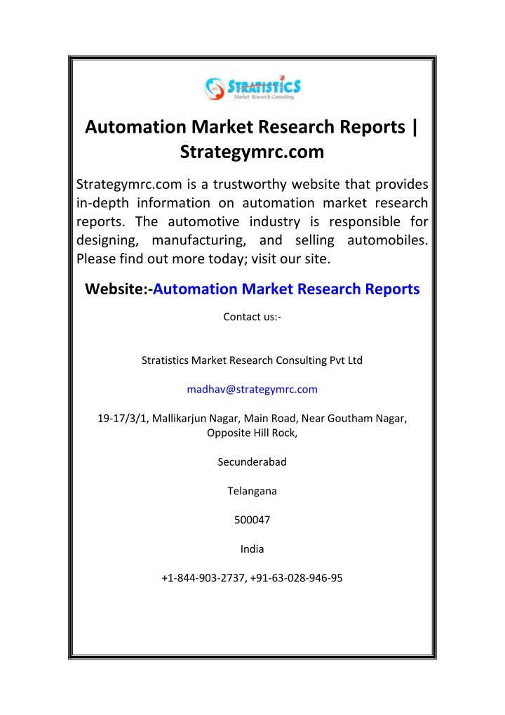 automation market research reports strategymrc com