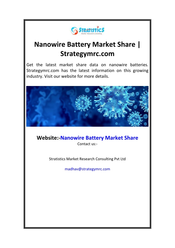 nanowire battery market share strategymrc com