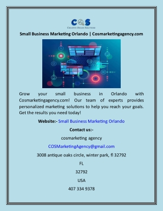 Small Business Marketing Orlando  Cosmarketingagency