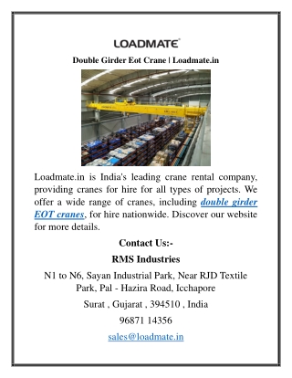 double girder eot crane loadmate in
