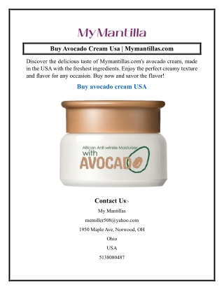 Buy Avocado Cream Usa  Mymantillas.com
