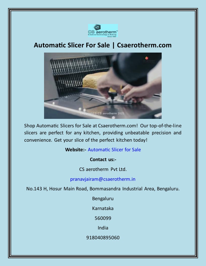 automatic slicer for sale csaerotherm com