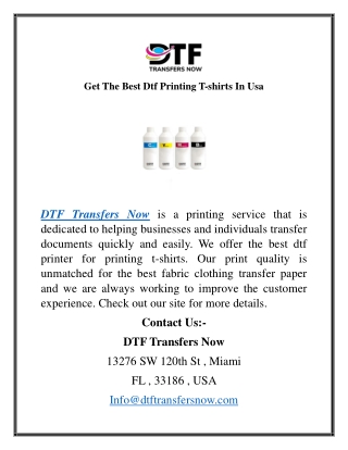 Get The Best Dtf Printing T-shirts In Usa