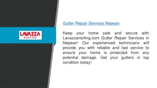 Gutter Repair Services Nepean Lavazzaroofing.com