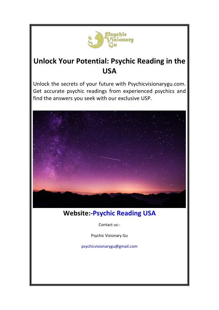 unlock your potential psychic reading in the usa