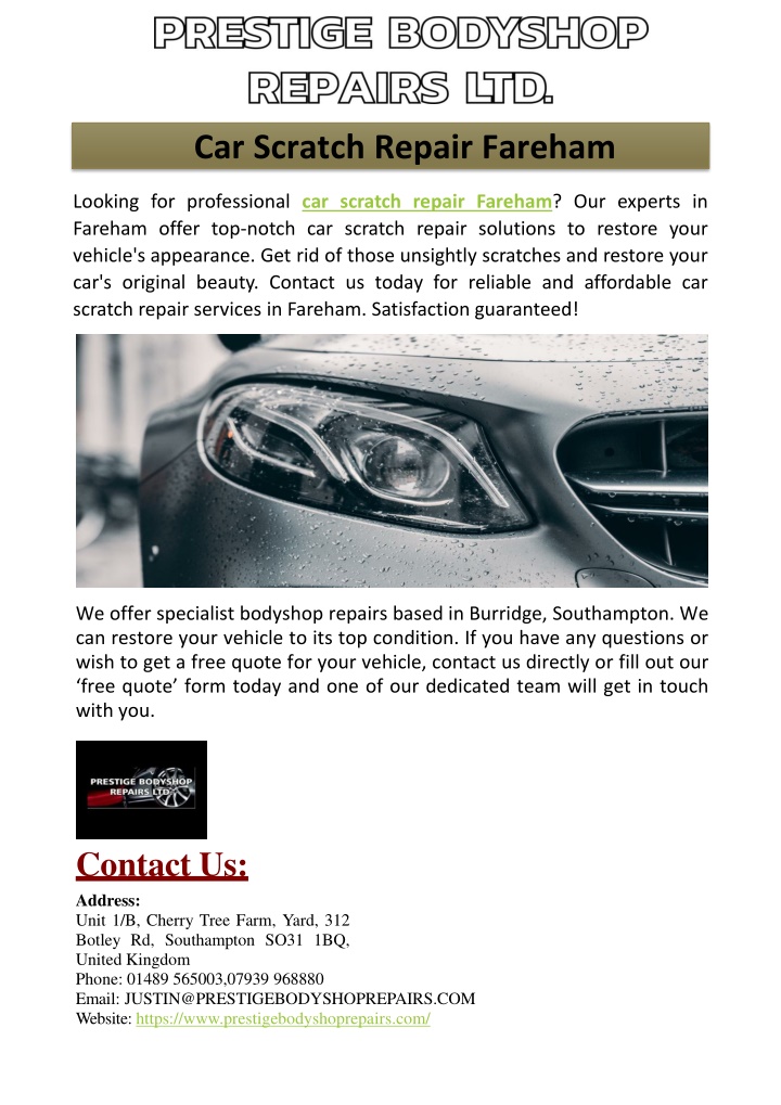 car scratch repair fareham