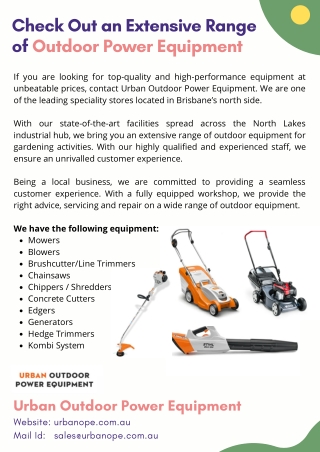 Check Out an Extensive Range of Outdoor Power Equipment