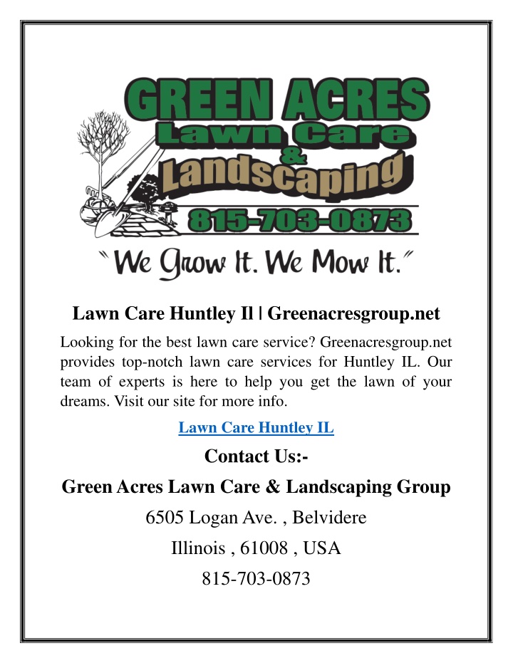 lawn care huntley il greenacresgroup net