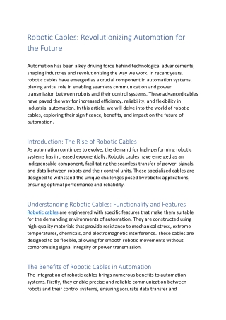 robotic cables revolutionizing automation