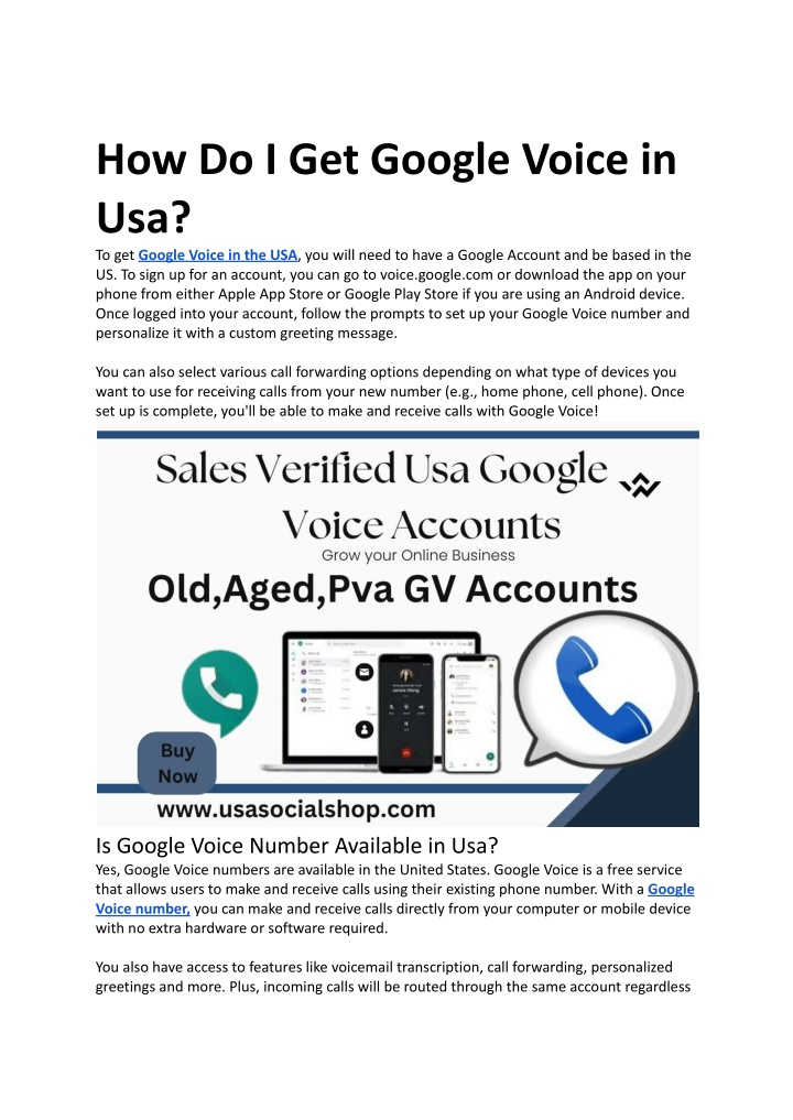 how do i get google voice in usa to get google