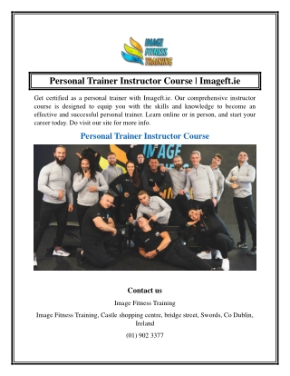 Personal Trainer Instructor Course  Imageft.ie