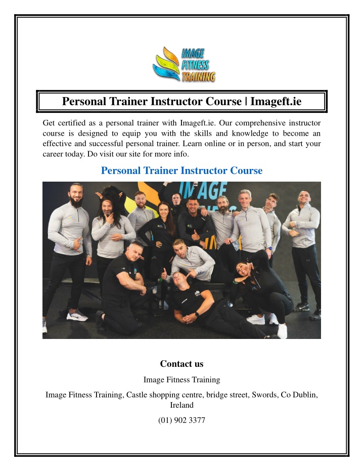 personal trainer instructor course imageft ie