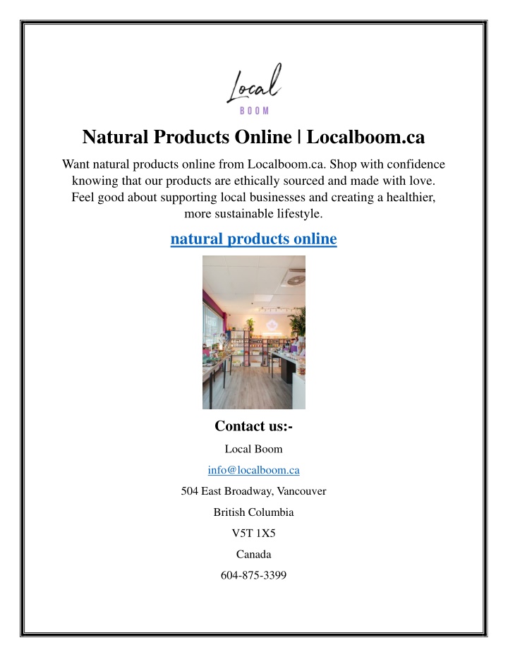 natural products online localboom ca