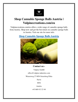 Shop Cannabis Sponge Balls Austria  Vulpinecreations.com eu