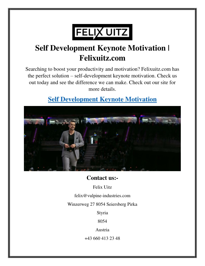 self development keynote motivation felixuitz com