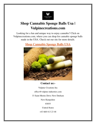 Shop Cannabis Sponge Balls Usa  Vulpinecreations