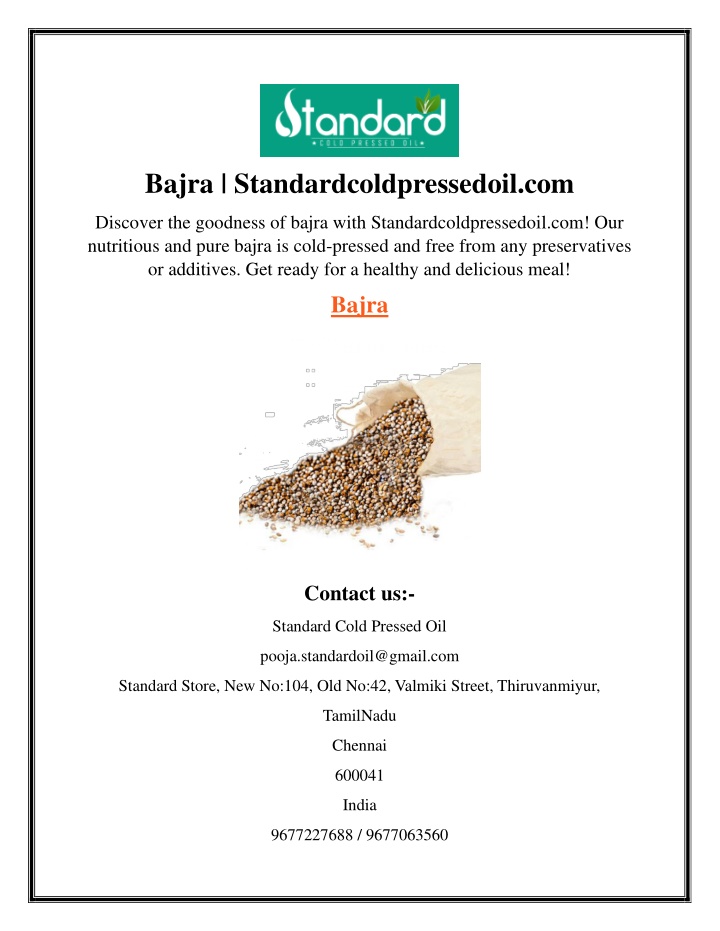 bajra standardcoldpressedoil com