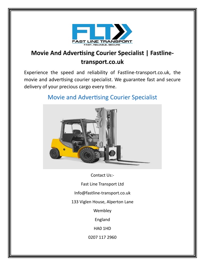 movie and advertising courier specialist fastline