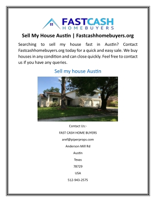 Sell My House Austin Fastcashhomebuyers.org