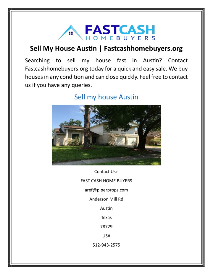 sell my house austin fastcashhomebuyers org