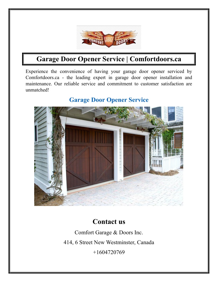 garage door opener service comfortdoors ca