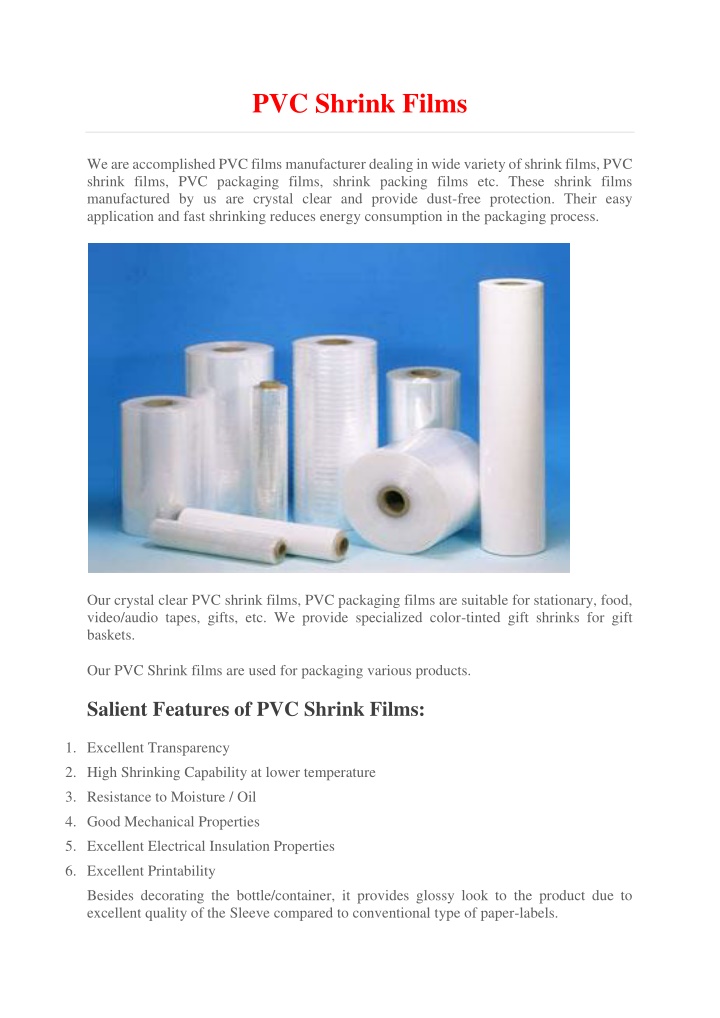 pvc shrink films