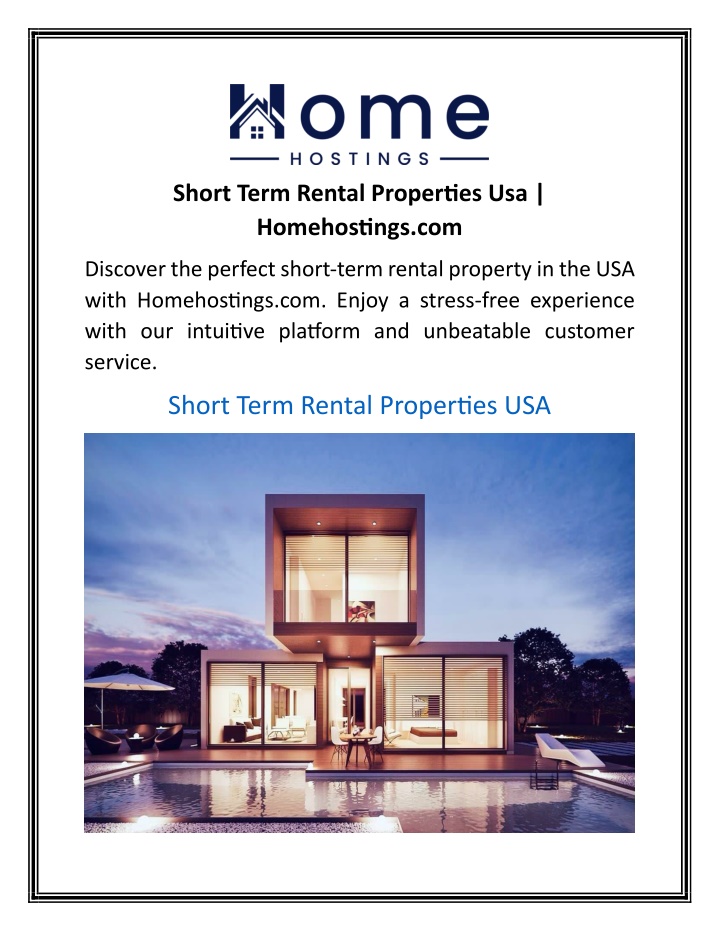 short term rental properties usa homehostings com