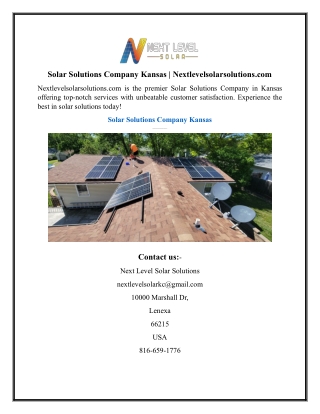 Solar Solutions Company Kansas  Nextlevelsolarsolutions
