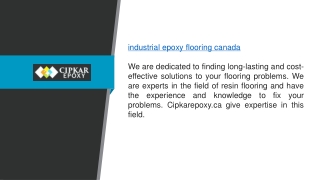 Industrial Epoxy Flooring Canada Cipkarepoxy.ca