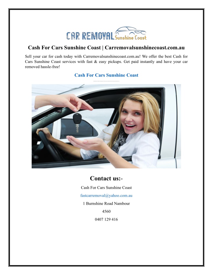 cash for cars sunshine coast