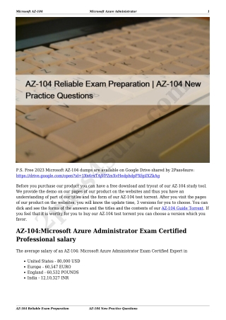 AZ-104 Reliable Exam Preparation | AZ-104 New Practice Questions