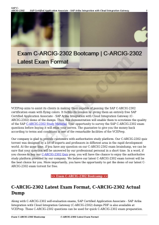 Exam C-ARCIG-2302 Bootcamp | C-ARCIG-2302 Latest Exam Format