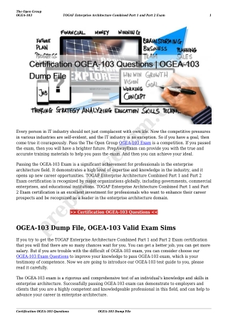 Certification OGEA-103 Questions | OGEA-103 Dump File