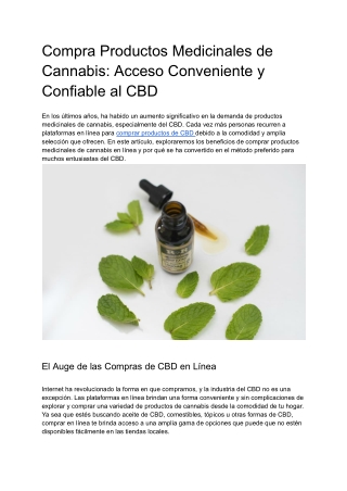 Compra Productos Medicinales de Cannabis Acceso Conveniente y Confiable al CBD