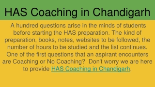 HAS Coaching in Chandigarh